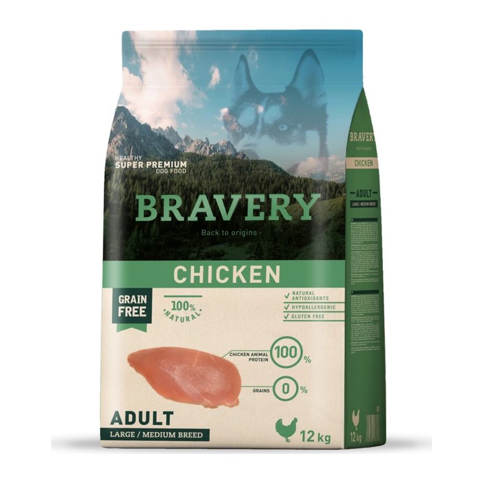 Bravery Pollo (Chicken) — Adulto razas medianas y grandes — 12 kg