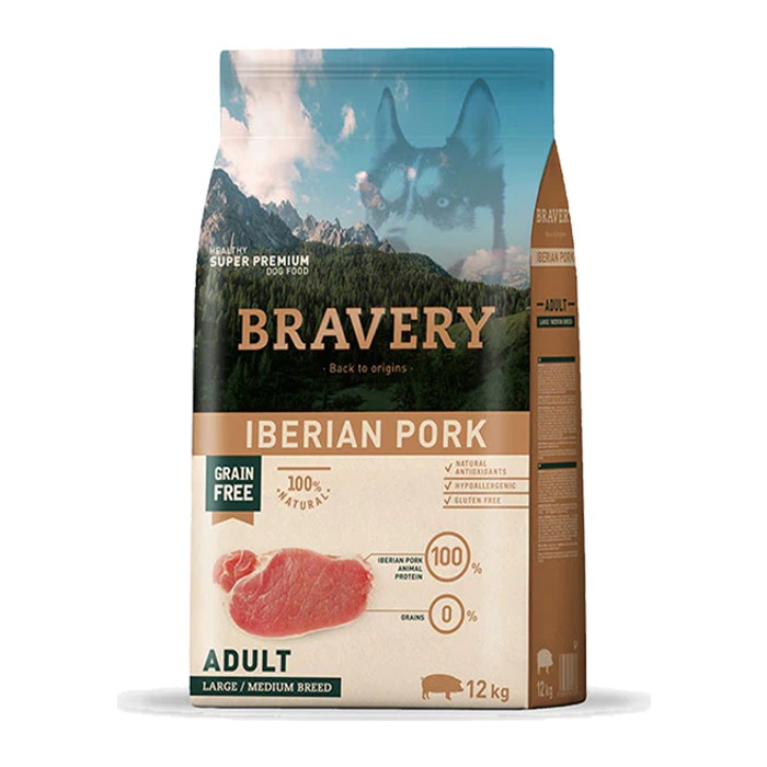 Bravery Cerdo ibérico (Iberian Pork) — Adulto razas medianas y grandes — 12 kg