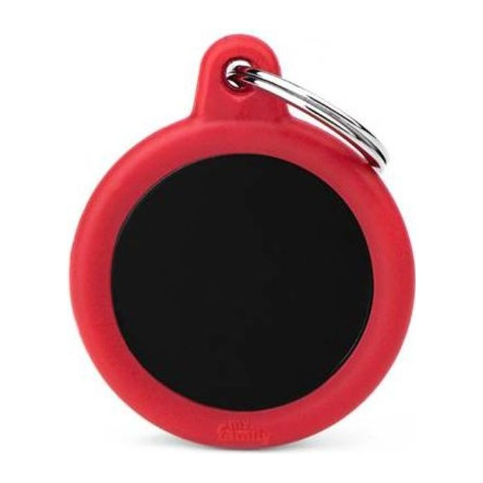 Chapa Circulo Negro Aluminio Goma Rojo Memo PET