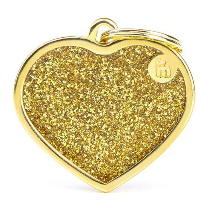 Chapa corazón L Glitter ORO Shine NEW