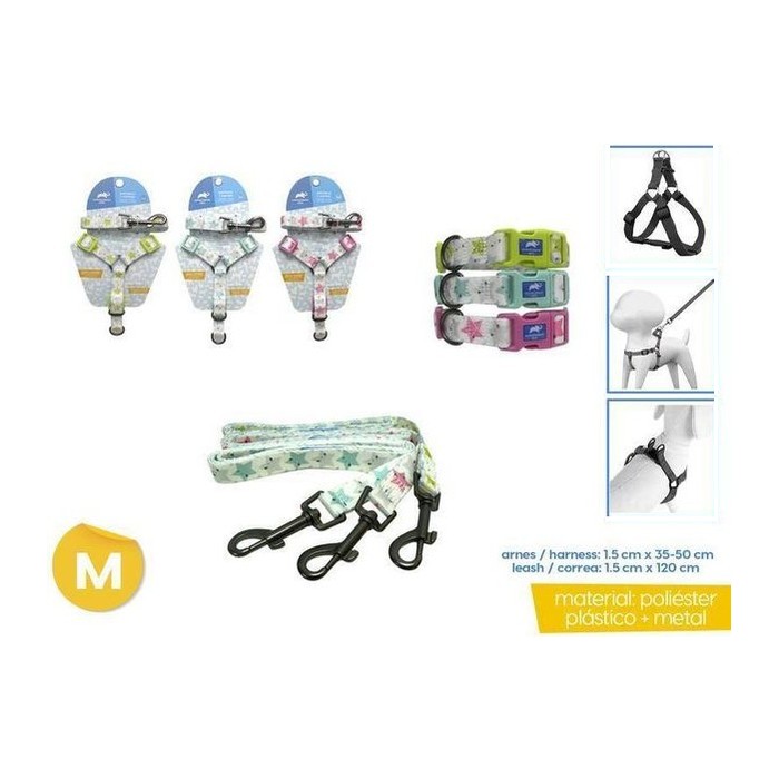 Arnés + Correa para mascotas (M) 1.5CM X 35-50CM / 1.5CM X 120CM (variante 6)