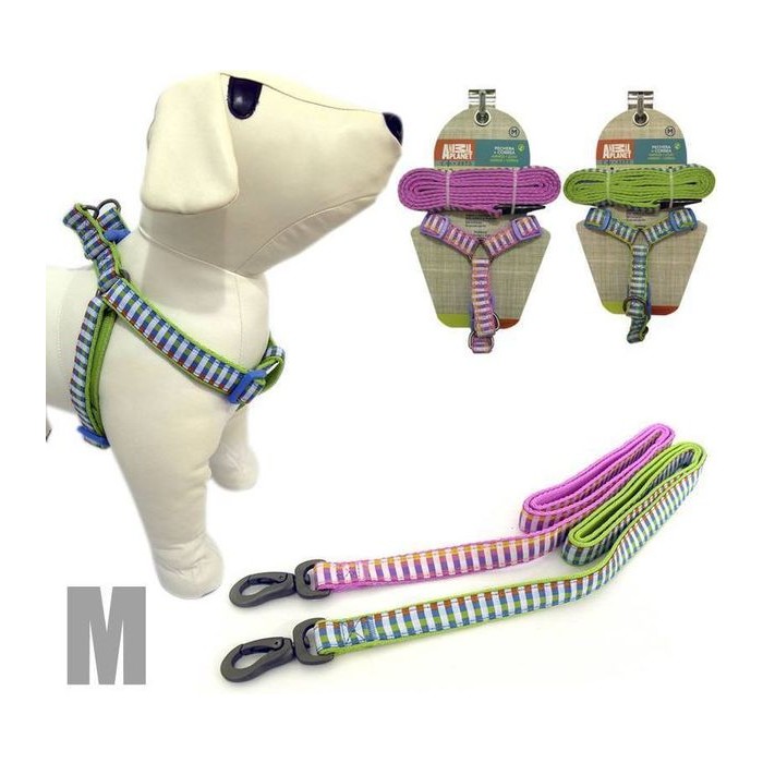 Arnes + Correa para mascotas (M) 3,8 x 25/35,5 cm - 1,5 x 120 cm Material Poliester
