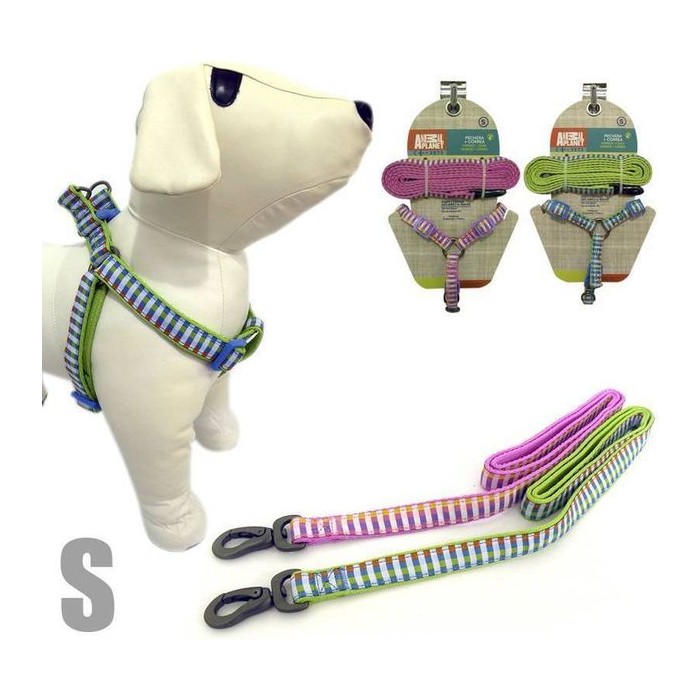 Arnes + Correa para mascotas (S) 2,5 x 25/35 cm - 0,9 x 120 cm Material Poliester
