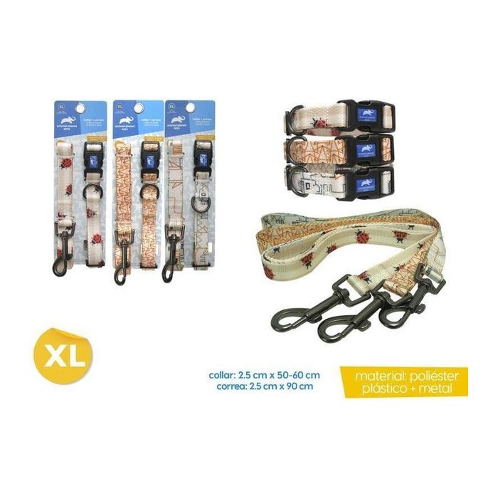Collar + Correa para mascotas (XL) 2.5CM X 50-60CM / 2.5CM X 90CM (variante 2)