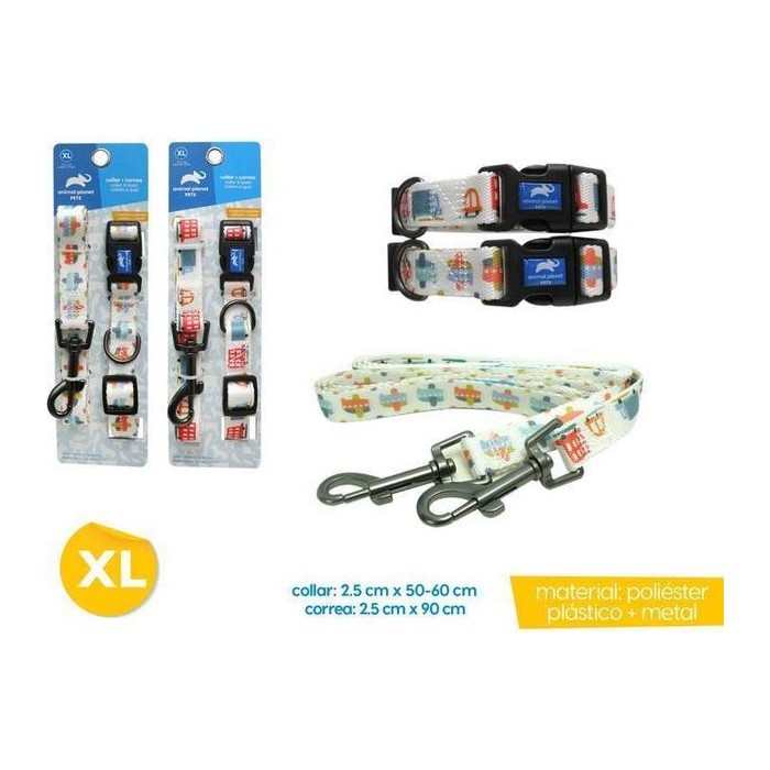 Collar + Correa para mascotas (XL) 2.5CM X 50-60CM / 2.5CM X 90CM (variante 3)