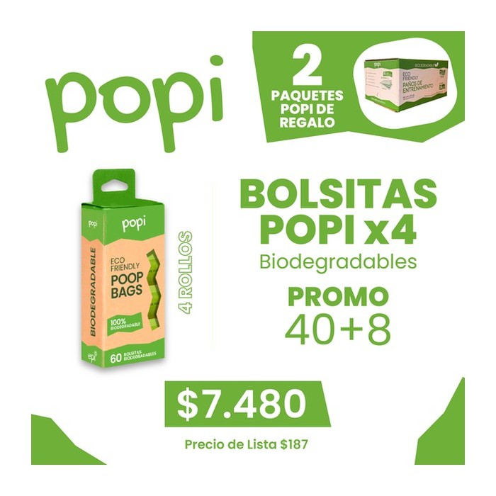 Popi 4 rollos caja cerrada 40+8 con 2 paquetes de Paños Popi de Regalo